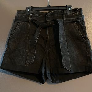 Express paper bag waist shorts black size 12